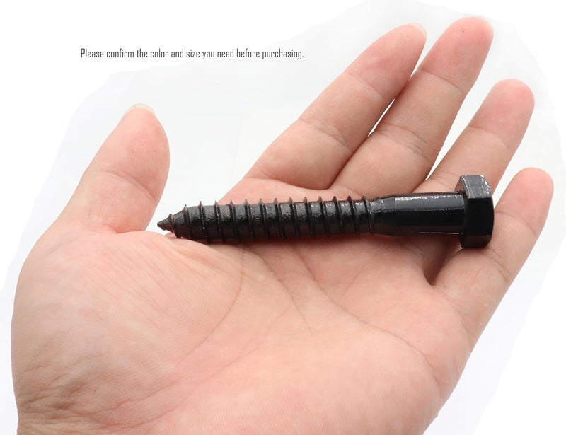 LBY 5pcs Lag Screws, 1/2" x 3-1/2" Hex Head Lag Screws Bolts (with Washers), Heavy-Duty Wood Screws for Decking & Structural Fastening, 304 Stainless Steel, (Black) - Image 2
